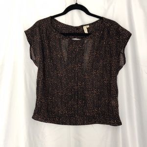 Cheetah Print Open Back Blouse